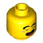Minifig Head Monkie Kid, Closed Eyes with Markings Under Eyes and Open Mouth Smile / Angry Showing Teeth Print