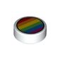 Tile Round 1 x 1 with Rainbow Stripes Print