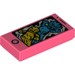 Tile 1 x 2 with Smart Phone and Yellow and Dark Azure Ghosts Print