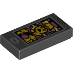 Tile 1 x 2 with Smart Phone and Target Over Yellow Ghost Print