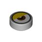 Tile Round 1 x 1 with Reddish Brown Eye Center, Yellow Eyelid, Silver Border (White Dot Close to Eyelid) print