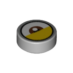 Tile Round 1 x 1 with Reddish Brown Eye Center, Yellow Eyelid (White Dot Away from Eyelid) print