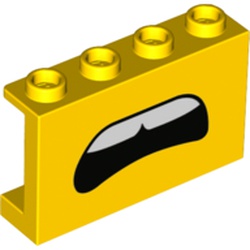 Panel 1 x 4 x 2 - Hollow Studs with Side Supports with Open Mouth, Teeth Print