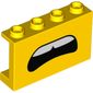 Panel 1 x 4 x 2 - Hollow Studs with Side Supports with Open Mouth, Teeth Print