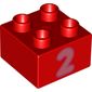 Duplo Brick 2 x 2 with Pink '2' Print