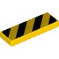 Tile 1 x 3 with Black Warning/Danger Stripes print