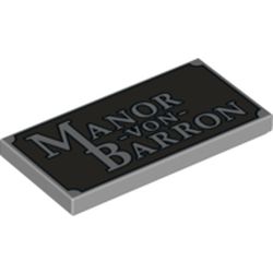 Tile 2 x 4 with 'MANOR-VON-BARRON' print