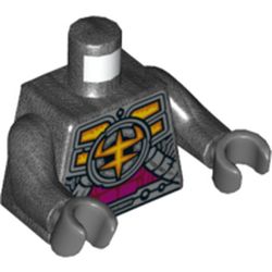Torso Armor, Yellow and Orange Symbol, Magenta Plates Print, Pearl Titanium Arms, Dark Bluish Gray Hands