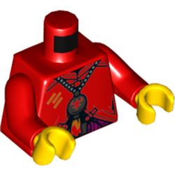 Torso Robe with Silver Necklace, Pendant, Orange Lightning Print (Red Son), Red Arms, Yellow Hands