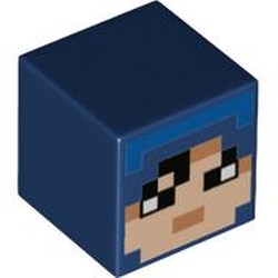 Minifig Head Special, Cube with Pixelated Light Nougat Face, Black Eyes Print
