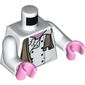 Torso Chef Jacket, Dirty Dark Tan Scarf Print, White Arms, Bright Pink Hands