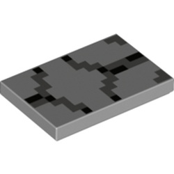 Tile 2 x 3 with Pixelated Dark Bluish Gray and Black Squares print