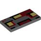Tile 2 x 4 with Pixelated Black, Red, and Yellow print