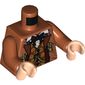 Torso Jacket, Open over Vest with Swirls and Bow Tie Print, Dark Orange Arms, Light Nougat Hands