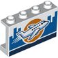 Panel 1 x 4 x 2 with Side Supports - Hollow Studs with Airplane print