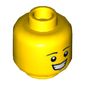 Minifig Head Green Brick Suit Guy, Big Smile with Clenched Teeth