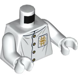 Torso Robe with Gold Buttons and Pocket with Gold Emblem Print, White Arms and Hands