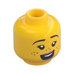 Minifig Head Lu, Lavender Lips, Eyebrows, Freckles, Smile / Angry with Glasses Print