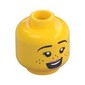 Minifig Head Lu, Lavender Lips, Eyebrows, Freckles, Smile / Angry with Glasses Print