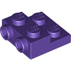 LEGO part 10099206 PLATE 2X2X2/3 W. 2. HOR. KNOB in Medium Lilac/ Dark Purple