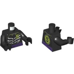Torso Muscles, Lime '5', Purple Belt Print, Black Arms and Hands