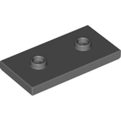 LEGO part 65509 Plate Special 2 x 4 with Groove and Two Center Studs (Jumper) in Dark Stone Grey / Dark Bluish Gray