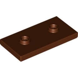 LEGO part 65509 Plate Special 2 x 4 with Groove and Two Center Studs (Jumper) in Reddish Brown