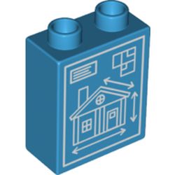 Duplo Brick 1 x 2 x 2 with Bottom Tube and House Blueprints Print
