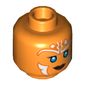 Minifig Head Ahsoka Tano, Blue Eyes and White Lines Smirk / Angry Print