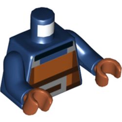 Torso Pixelated Dark Orange, Dark Brown, Dark Bluish Gray, and Black Squares Print, Dark Blue Arms, Dark Orange Hands