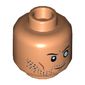 Minifig Head Wrecker, White Left Eye, Stubble Beard, Smile Print