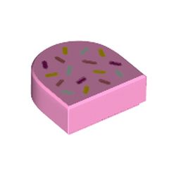 LEGO part 67203 Tile 1 x 1 Half Circle with Sprinkles print in Light Purple/ Bright Pink