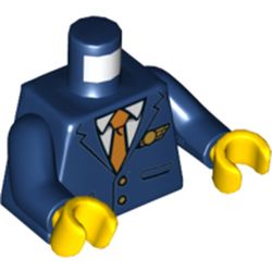 Torso Jacket with Orange Tie and Pilot Badge Print, Dark Blue Arms, Yellow Hands
