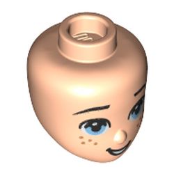 LEGO part 68937 Minidoll Head Bright Light Blue Eyes, Open Mouth, Freckles in Light Nougat