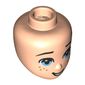 Minidoll Head Bright Light Blue Eyes, Open Mouth, Freckles