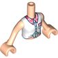 Minidoll Torso Girl, White Top, Light Aqua Trim, Coral Collar