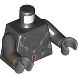Torso Armor, Dark Bluish Gray and Silver Plates, Belt with Red Buckle Print, Black Arms with Armor Plates Print, Dark Bluish Hands