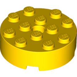 LEGO part 10087081 BRICK 4X4 ROUND W. Ø4.9 W. KL. in Bright Yellow/ Yellow