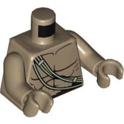 Torso Muscles with Tan String Straps over Shoulder Print, Dark Tan Arms and Hands