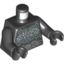 Torso, Azure and Light Blue Cracks, Ornate Belt with Skull Buckle Print, Black Arms and Hands