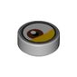 Tile Round 1 x 1 with Reddish Brown Eye Off-Center, Yellow Eyelid print