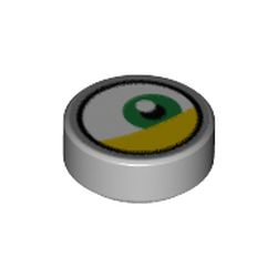 Tile Round 1 x 1 with Green Eye, Yellow Eyelid print