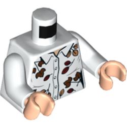 Torso Shirt with Brown Leaves Print, White Arms, Light Nougat Hands