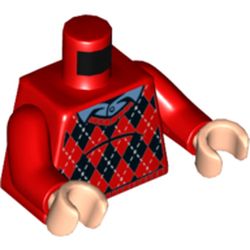 Torso Argyle Sweater with Blue Shirt Collar Print, Red Arms, Light Nougat Hands