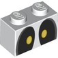 Brick 1 x 2 with Black and Yellow Eyes (Dry Bones) Print