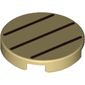 Tile Round 2 x 2 with Bottom Stud Holder with Three Dark Brown Lines Print