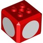 Brick Special Cube with 2 x 2 Studs on Top, and White Circles Print