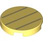 Tile Round 2 x 2 with Bottom Stud Holder with Three Dark Tan Lines Print