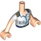 Minidoll Torso Woman Security Uniform, White Shirt, Medium Blue Tie, Dark Blue Trim, Belt