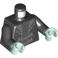 Torso Jacket, Open over Dark Bluish Gray Undershirt, Silver Lapels and Fastener Print, Black Arms, Light Aqua Hands